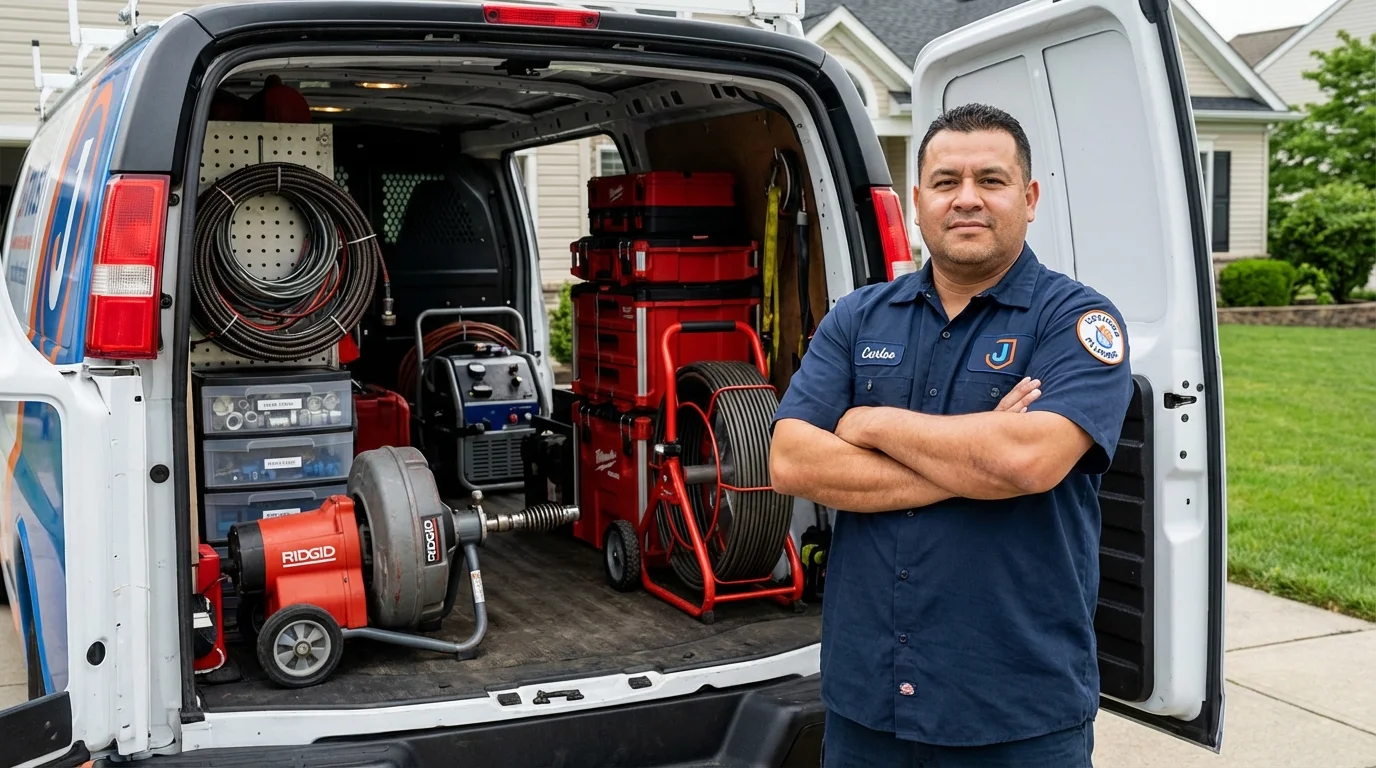 Professional drain cleaning equipment and Johns Plumbing LLC plumber in Falls Creek