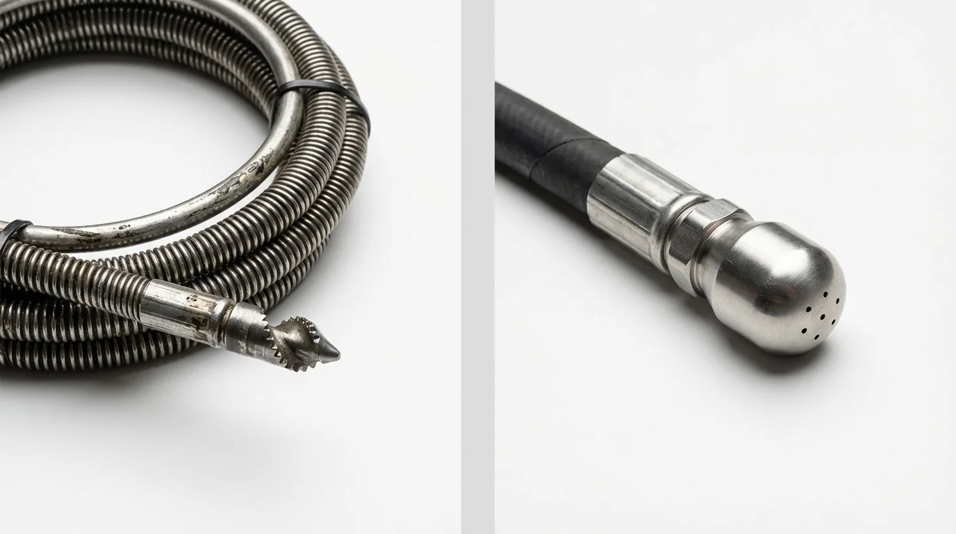 Drain snake cable and hydro jetting nozzle used for drain cleaning in Falls Creek, PA
