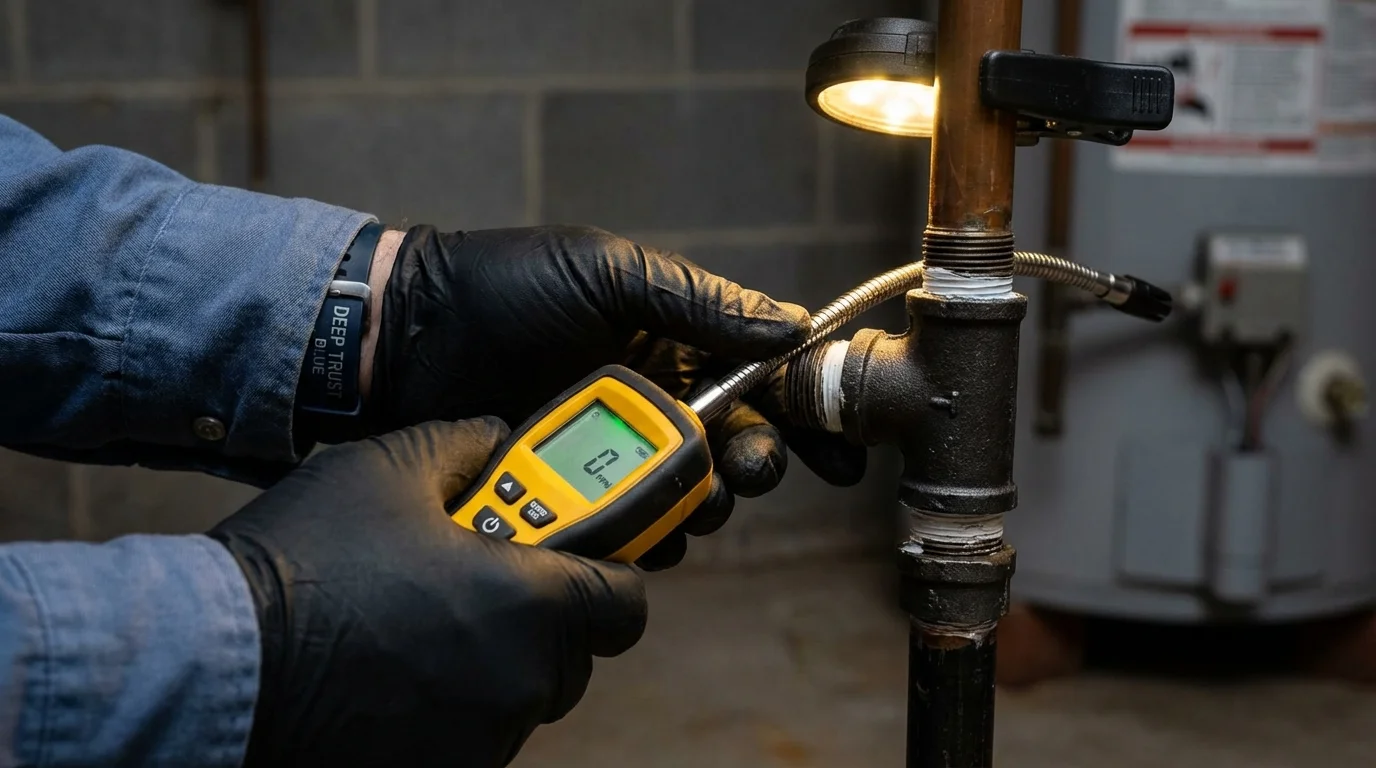 Gas leak detection with electronic sniffer by Johns Plumbing LLC in Falls Creek